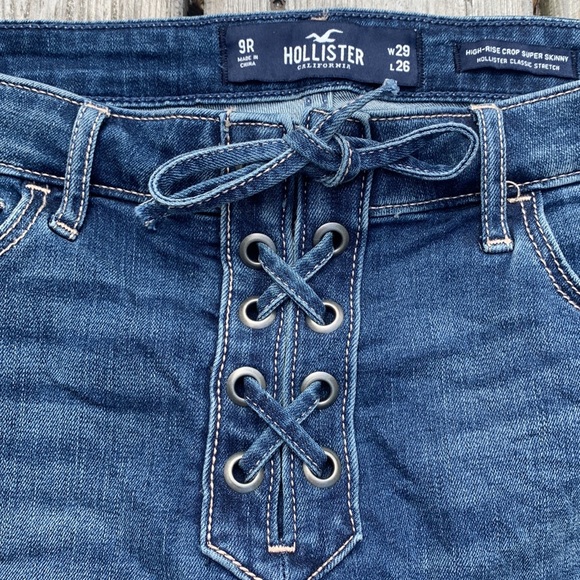 Hollister Lace Up Jeans High Rise Super Skinny Size 9 Waist 29 Length 26 - Picture 2 of 7